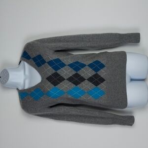 100% Cashmere Ladies Argyle Sweater by Apt 9.  Size S